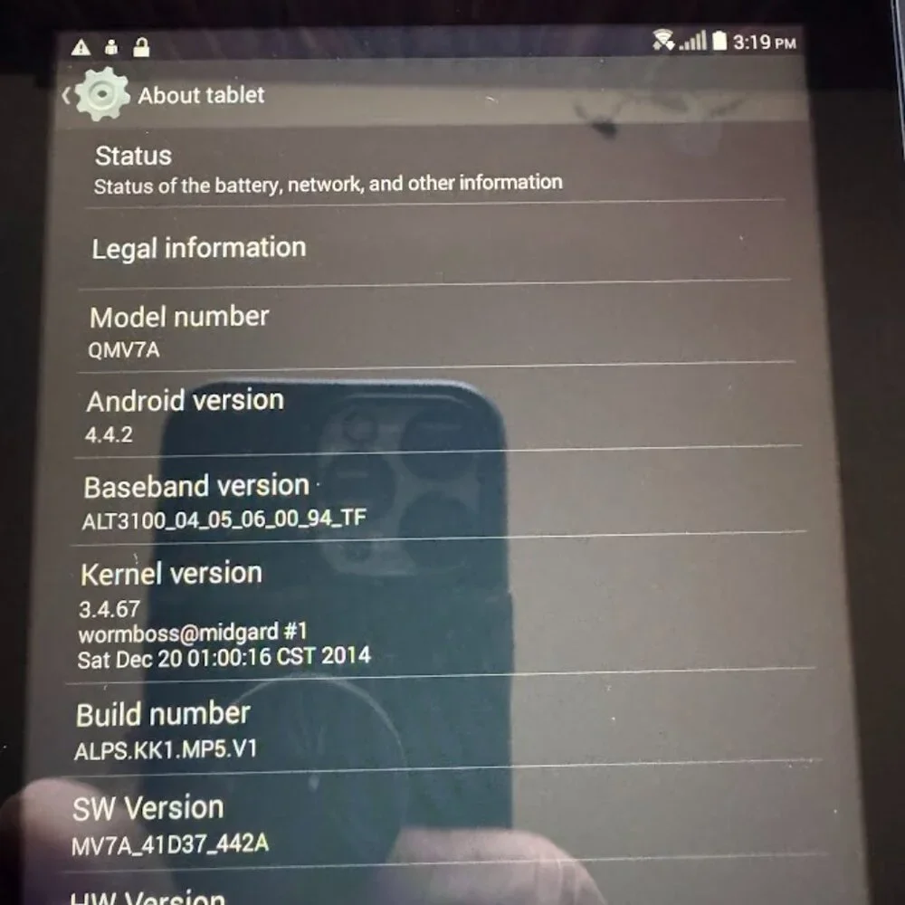 Verizon QMV7A tablet with black case
